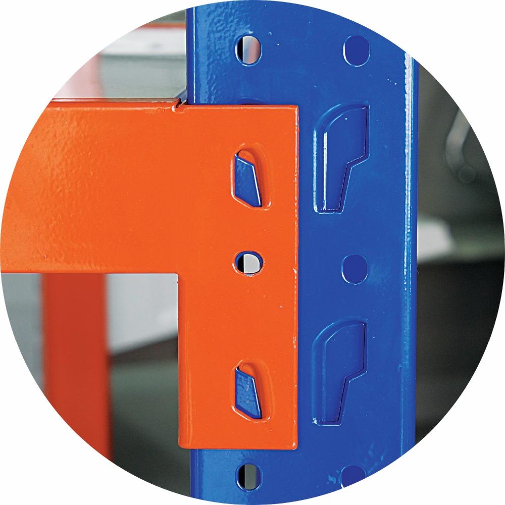 Pallet racking beam to upright connection detail with steel locking system for warehouse storage New Zealand